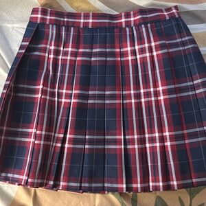 Plaid Mini Skirt in Red and Blue